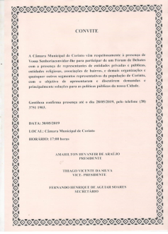 Convite para o Fórum de Debates