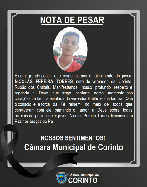 FALECIMENTO DO NETO DO VEREADOR RUBÃO DOS CRISTAIS